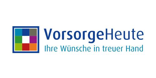 Logo von VorsorgeHeute mit bunten quadratischen Elementen und dem Schriftzug „Ihre Wünsche in treuer Hand“ darunter.
