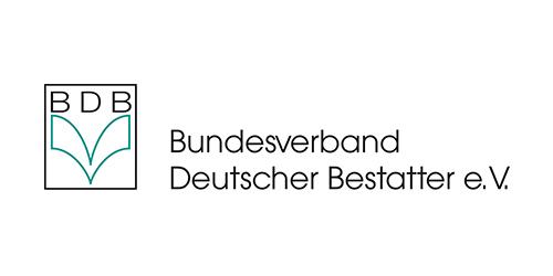 Logo des Bundesverbands Deutscher Bestatter e.V. mit Schriftzug „BDB“ und vollständigem Namen darunter.